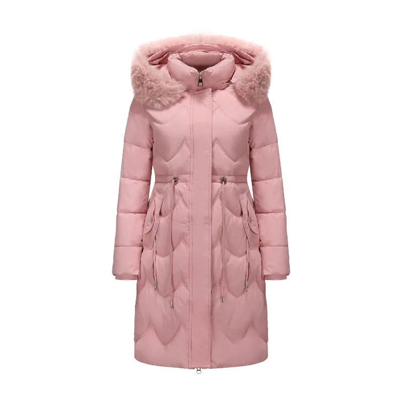 Women's Cotton-padded Coat 2025 Winter New Style Cotton Jacket Mid-long Length Thickened Waist-cinched Padded Coat Outerwear