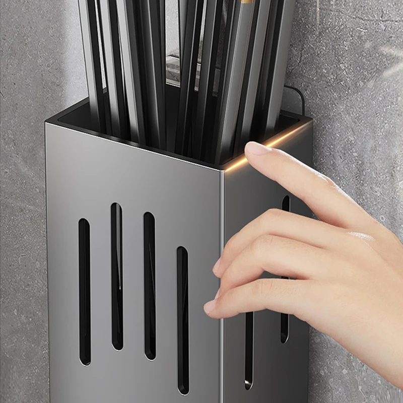Kitchen Chopstick Holder Multi-Function Cutlery Holder No Need to Punch Holes, Wall-Mounted Spoon and Fork Holder C-A27R