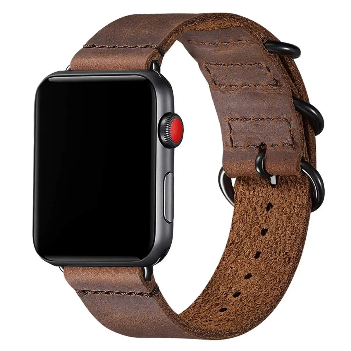 

Pop Vintage Genuine Leather For Apple Watch Ultra Band 49mm 45mm 41mm 44mm 42mm Retro Strap Iwatch Series 9 8 7 6 SE 5 4 3 40mm