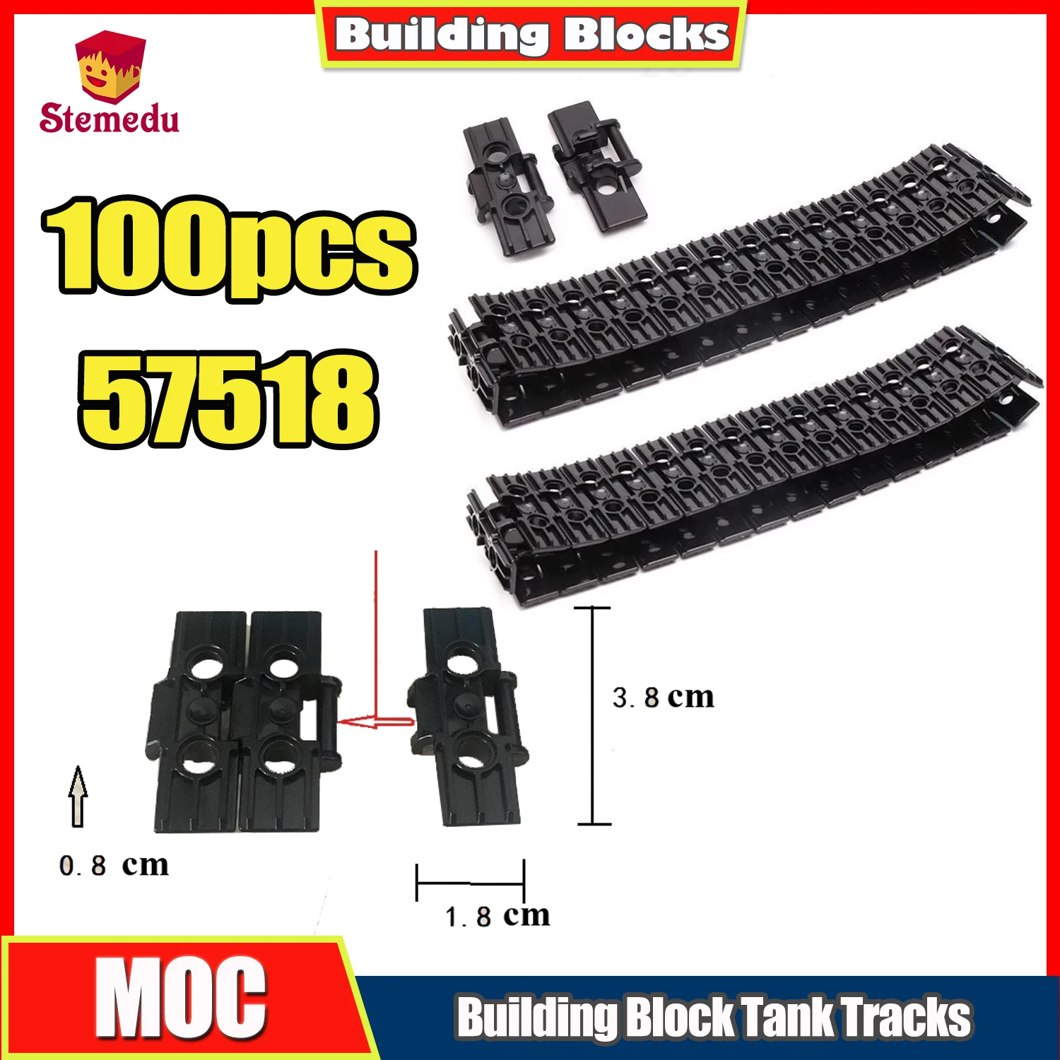 

100 шт. 57518 строительные блоки, часть большого размера, инженерный автомобиль, танк, гусеницы, аксессуары, кирпич, совместимый с EV3, кирпичные игрушки «сделай сам»