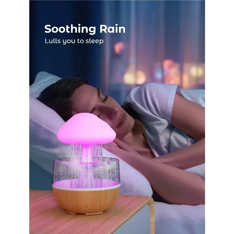 Colorful Night Light - LED Atmosphere Light Aromatherapy Light Mushroom Cloud Rain Humidifier, Bedlight Atmosphere Night Light