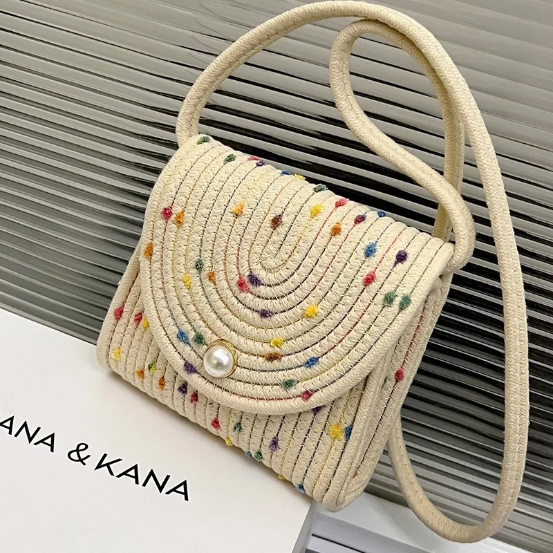 

Летняя простая Маленькая женская сумка, новинка 2024, Женская шикарная сумка, Повседневная сумка через плечо, универсальная плетеная Сумка через плечо