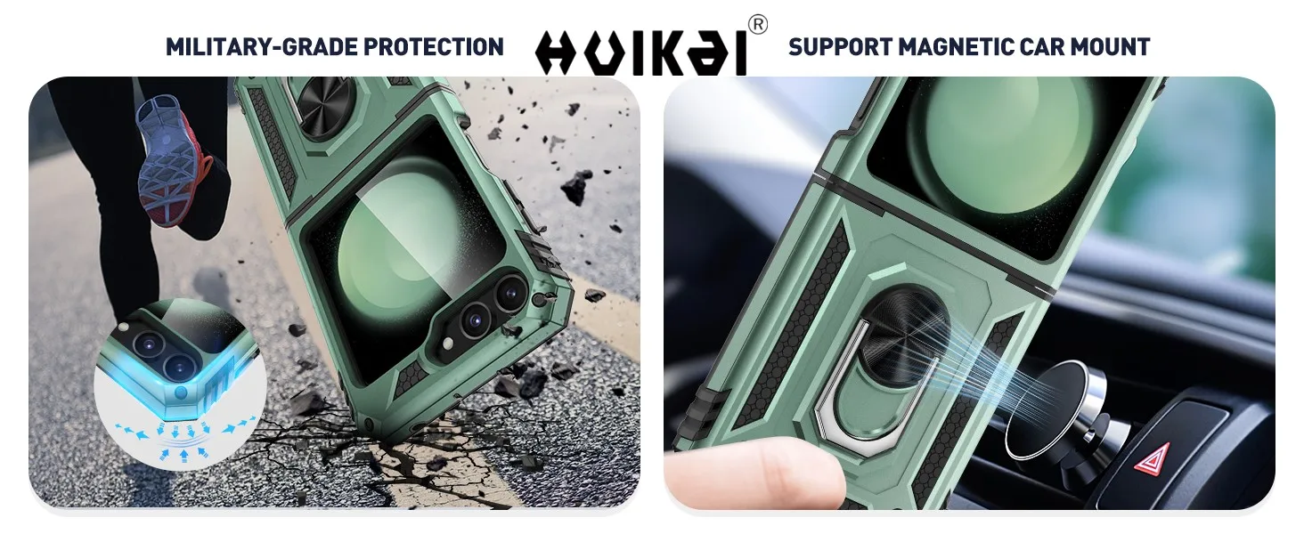 Für Samsung Galaxy Z Flip 7 Z Flip 6 Hülle Scharnierschutz 360 ° Drehring, magnetischer Ständer, stabil, schwer, stoßfest, vollständige Abdeckung – Detail 5