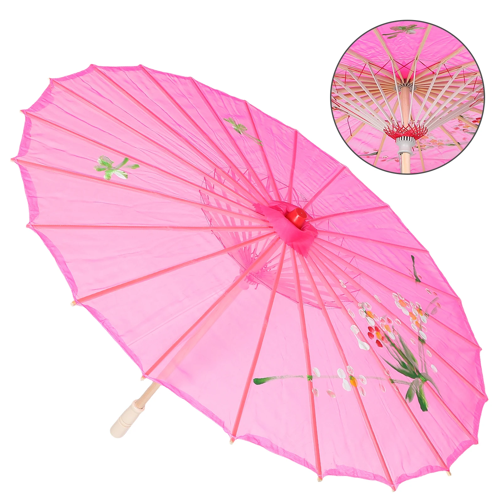 

Silk Umbrella Vintage Semitransparent Elegant Parasol for Classical Dance Photography Prop Lightweight Retro Folding Kids