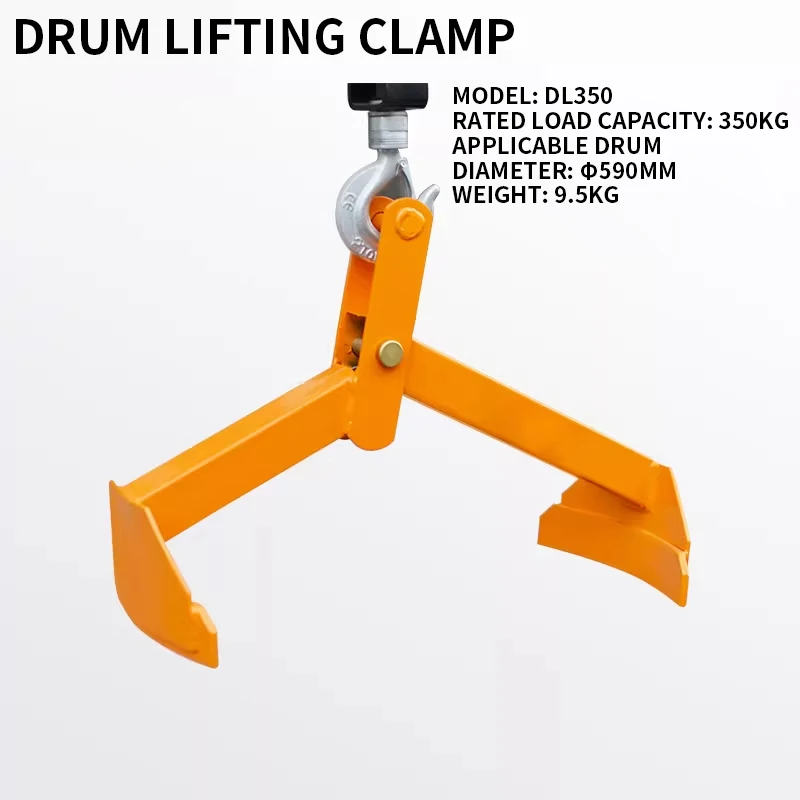350KG Load-Bearing Drum Clamp/Hook DL500A Chain Sling Hook for Drums, All-Steel Construction, Drum Lifting Clamp