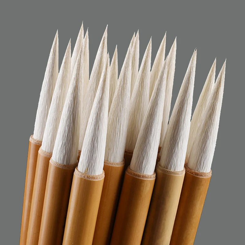 5Pcs/lot Long Hair Calligraphic Brush Wool Hair Bamboo Writing Brush Chinese Soft Pen for Cursive Script Running Script Learning