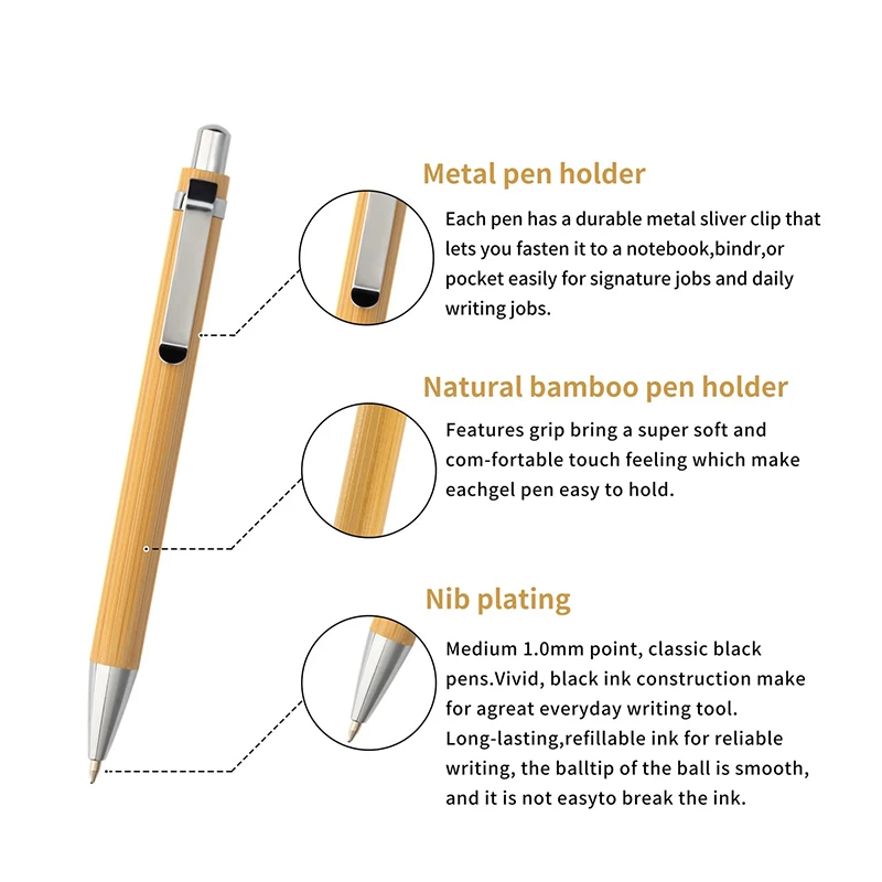 Imagem -02 - Caneta Esferográfica de Madeira de Bambu Caneta de Bambu 1.0 mm Ponta Escritório Escola Escrita Papelaria Assinatura de Negócios Canetas Esferográficas 120 Peças