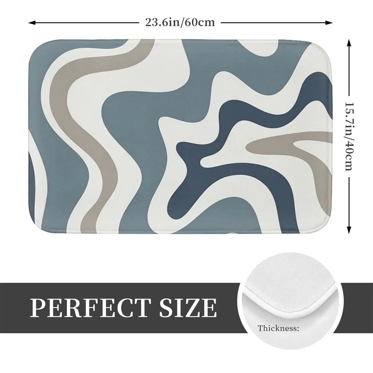 Liquid Swirl In Neutral Blue Grey On Nearly White Non-slip Doormat Floor Mat Carpet Rug for Kitchen Home Balcony Footpad Mats