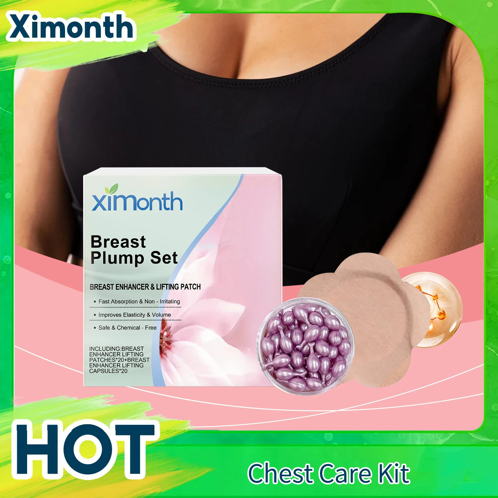 

Breast Enlargement Patch Tightness Lifting Firming Bounce Promote Metabolism Anti-Sagging Deep Nourishing Massage Chest Care Kit