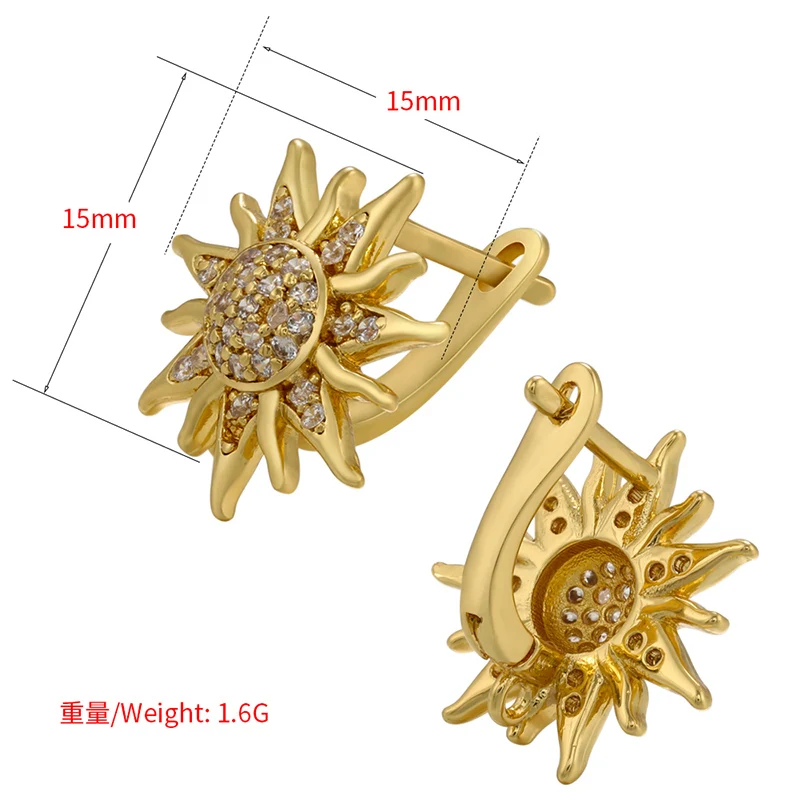 ZHUKOU NEW Mini CZ crystal gold color Sun flower stud earrings for women stud earrings party Jewelry wholesale VE555