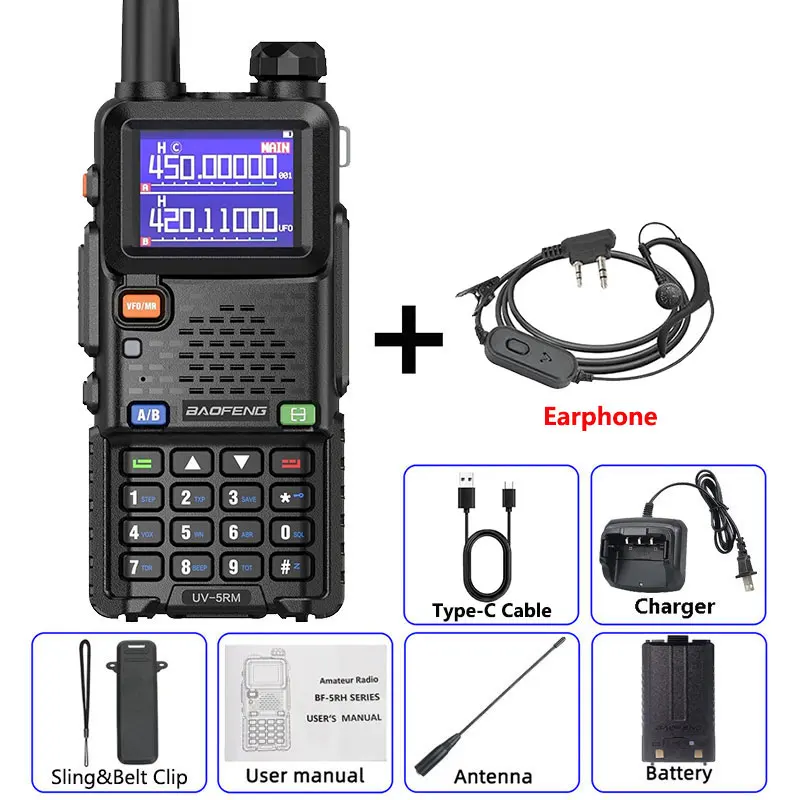 Baofeng UV-5RM Walkie Talkie Lange afstand Draadloze kopieerfrequentie Tweerichtingsradio Type-C Oplader Verbeterde UV 5R Volledige bandtransceiver
