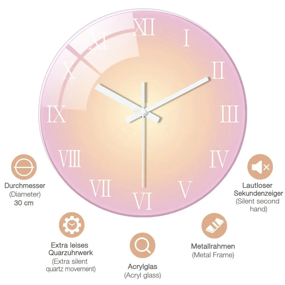 Radio Controlled Wall Clock Precise Time Display Clock Silent Modern Wall Clock 30 Cm Quartz Battery Operated Easy to for Home