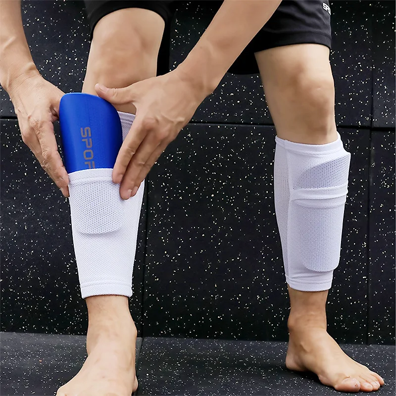 

1Pair Soccer Shin Guard Football Crashproof Calf Protector Nylon Leg Sleeves Sock Shin Protector with Pocket Training Protection