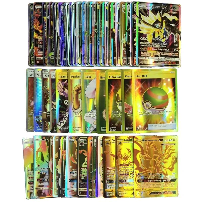 100-200pcs Pokemon Card Not Repeating Flash EX GX VMAX Collection Cards Game Battle Carte Trading Children Toy