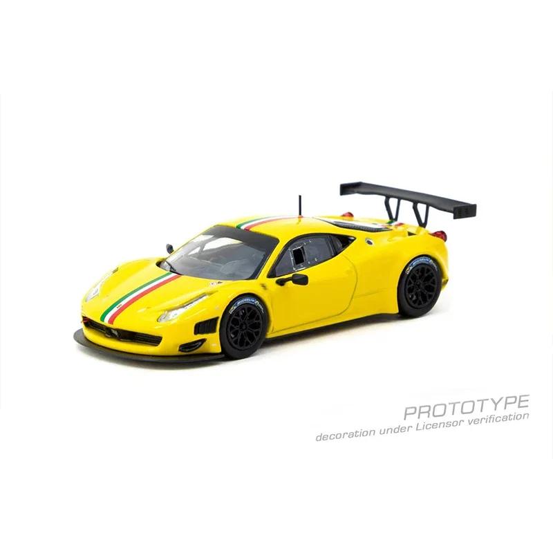 TW متوفر 1:64 فيراري 458 إيطاليا الأصفر دييكاست نموذج سيارة مجموعة لعبة صغيرة Tarmac Works