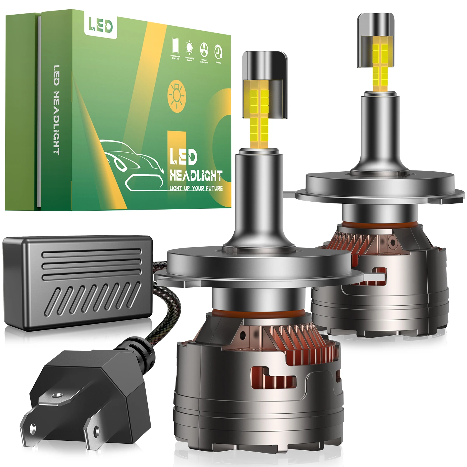 H4/9003/HB2 150W 360°Full Illumination LED Headlight Bulbs 6500K Bright White 45000LM 50,000Hours Lifespan IP68 Waterproof