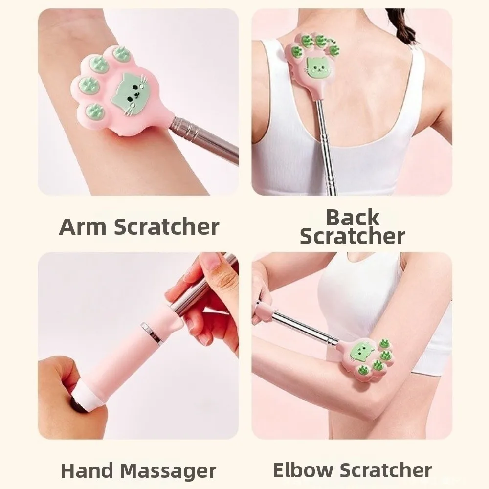 Multipurpose Stretchable Cat Paw Itch Scraper Double-sided Adjustable Back Massage Tool Cute Back Rubbing Tool Personal Massage