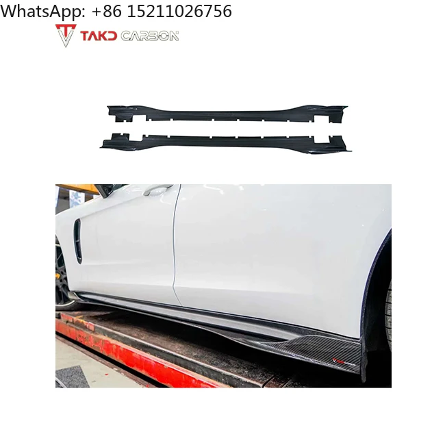 

TAKD индивидуальные карбоновые боковые полосы для Porsche для Panamera 971 2017-2022, 100% сухое углеродное волокно, простая установка, элегантный бампер