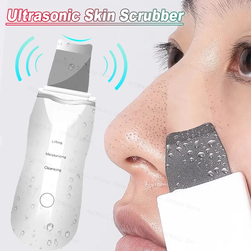 Ultrasonic Skin Scrubber Peeling Blackhead Remover Deep Face Cleaning Skin Scrubber Acne Pore Cleaner Facial Shovel Cleanser