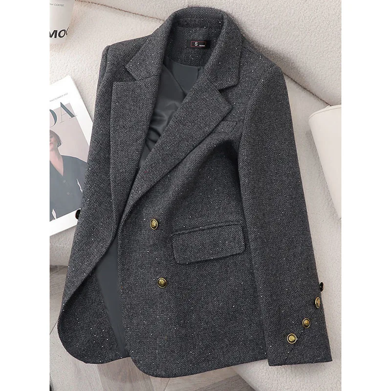 

Temperament Leisure Suit Jacket Women 2025 Spring Autumn New Red Blazer Coat Slim Korean Outcoat Double-Breasted Outwear Female