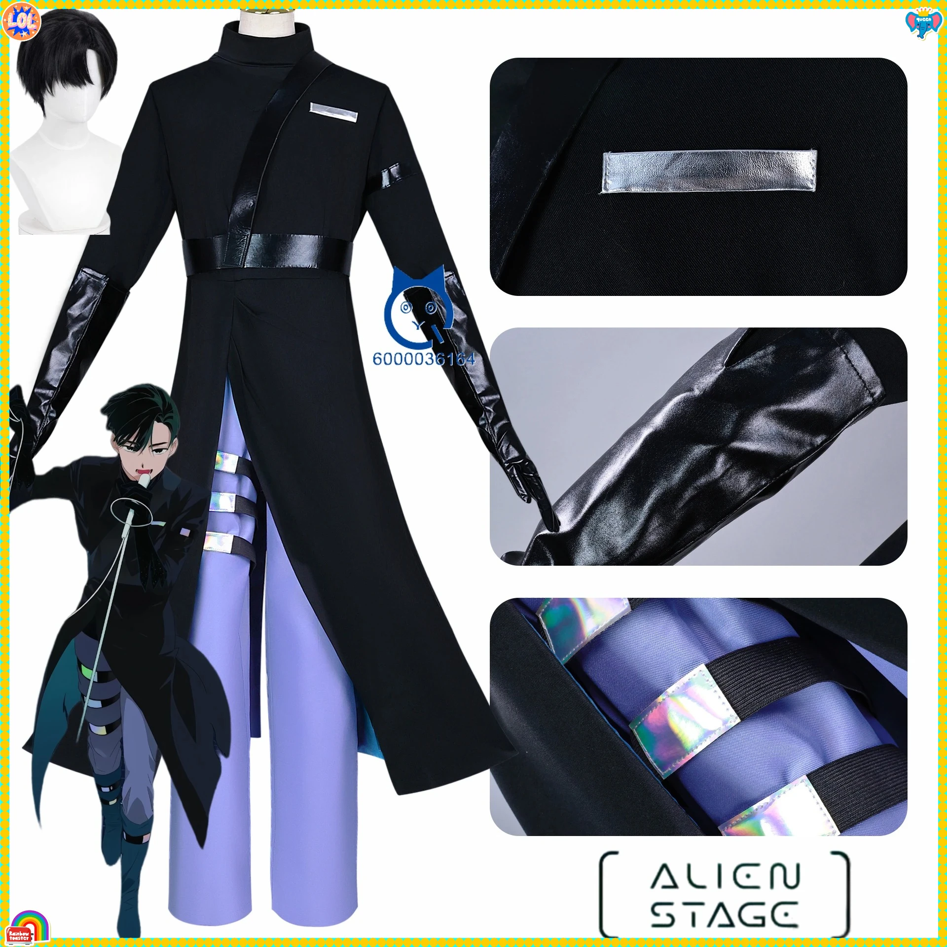 

Hot Alien Stage R5 Ivan Cosplay Costume Anime Clothes Black Wig Role Playing Full Set Halloween Party Carnival Costume Outfit