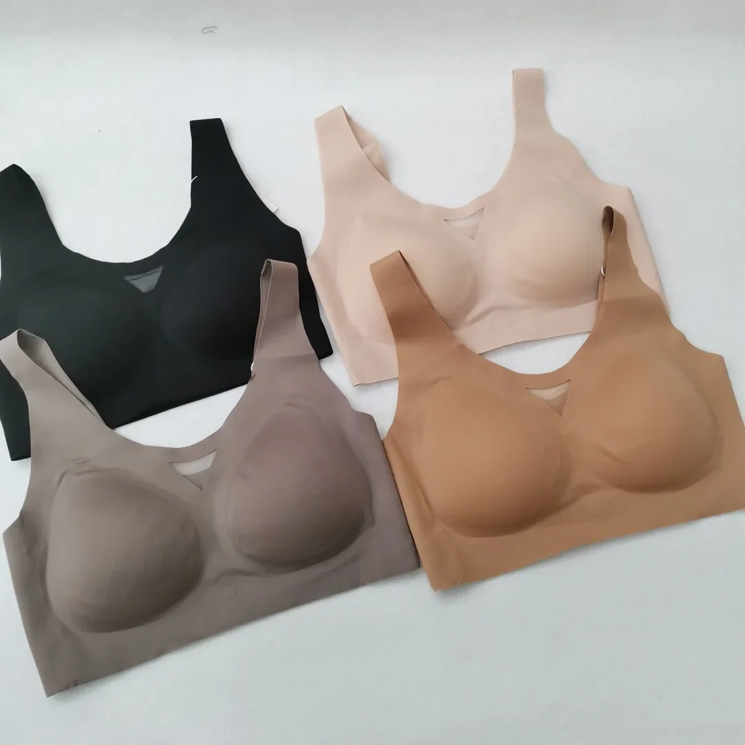 A/B/C  Fixed Cup Sexy Non-Convertible Straps Seamless Wireless Lingerie Women\'s vest bra  Push Up Small Breasts Showing Large