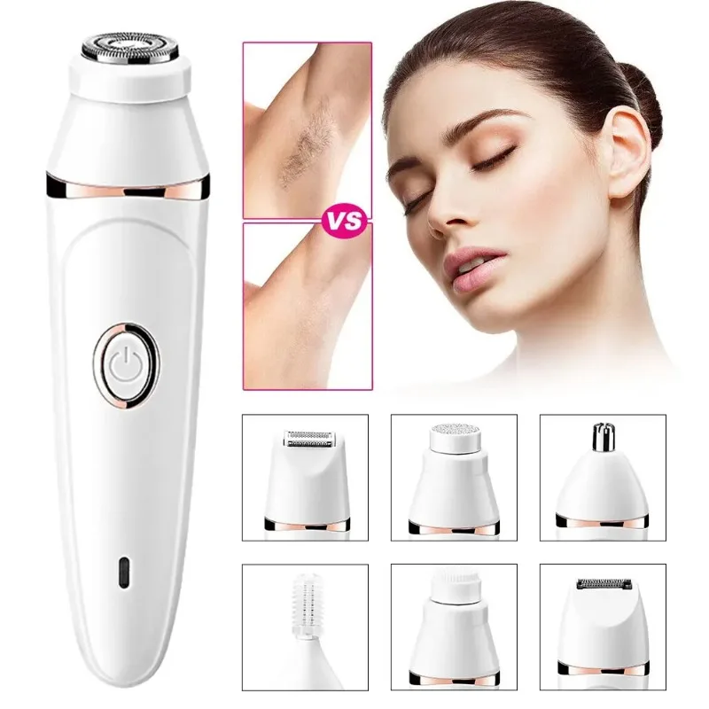 7In1 Electric Razor for Women Shaver Lady Shaver Body Hair Trimmer for Armpit Bikini Arm Leg Face Mustache Portable Painless