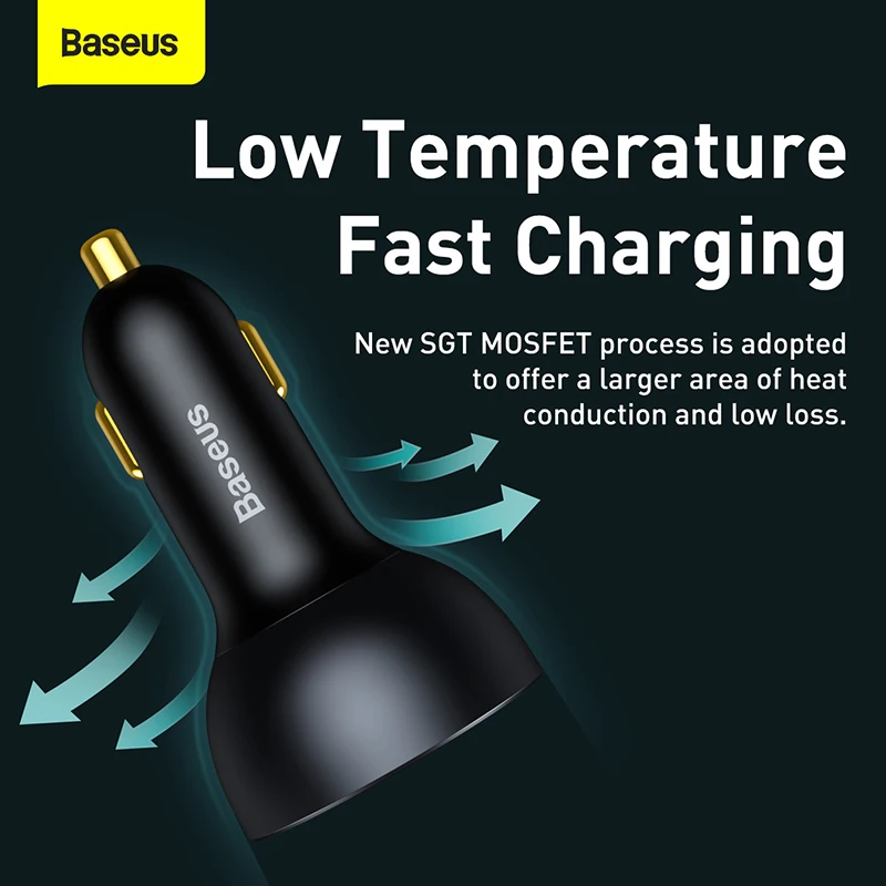 Baseus 160W Car Charger Quick Charge QC 5.0 Car Phone Charger For Macbook iPad Pro Laptop USB Type C Charger For iPhone Xiaomi