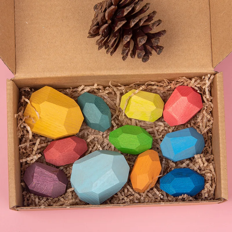 Colorful Building Blocks Stacking Stones for Kids - Hand Eye Coordination Training Educational Toys Early Learning Tools