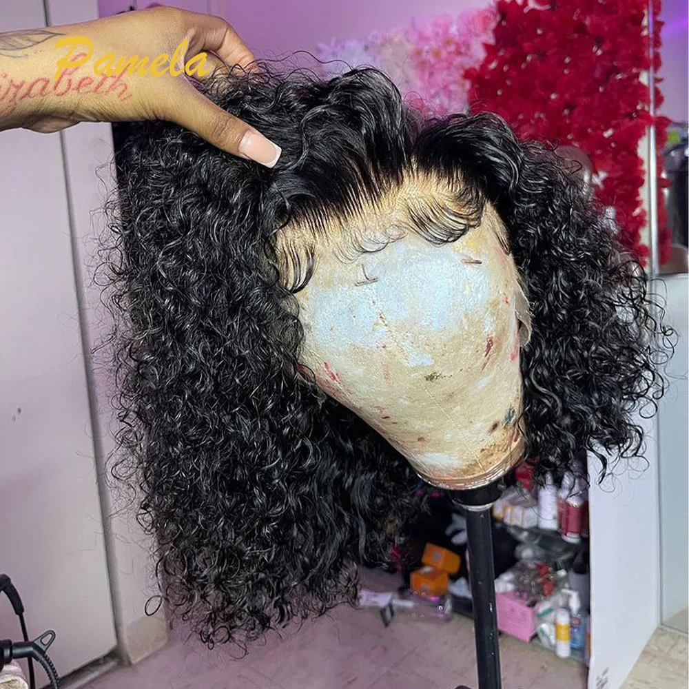 

Short Curly Bob 13x4 Transparent Lace Front Human Hair Wigs With Baby Hair Pixie Cut Deep Curly Lace Frontal Wig For Women