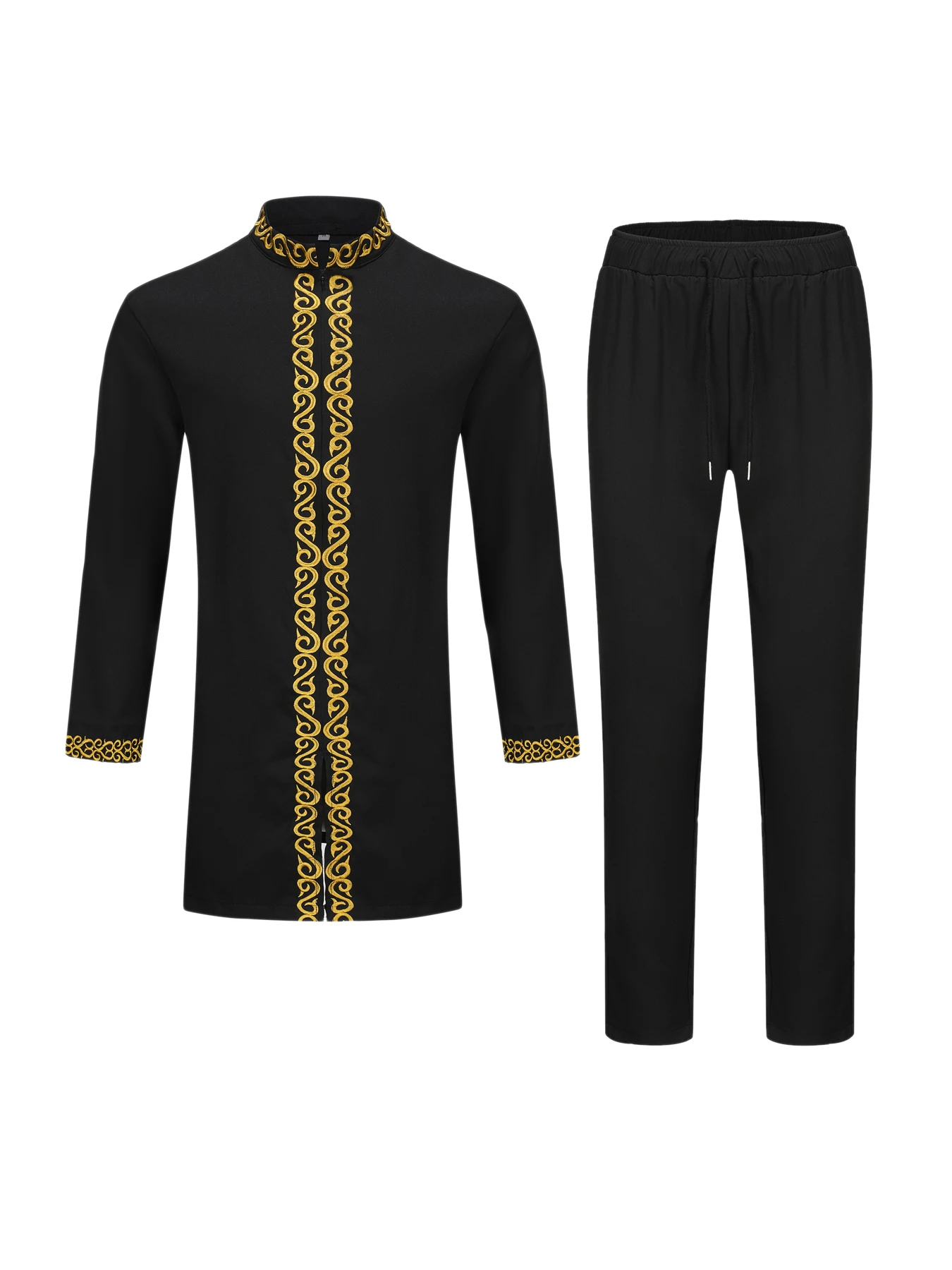 Complete Kaftan Men\'s Suit African Ethnic Style Long Sleeve Embroidered Suit Men\'s Traditional Clothing 2 Piece Luxury Suit