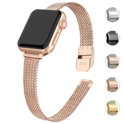 Slim Bracelet Metal Band for Apple Watch 8 7 6 SE 5 4 3 38 40 41 45 49MM Ultra Stainless Steel Milanese Strap for iwatch 42 44MM