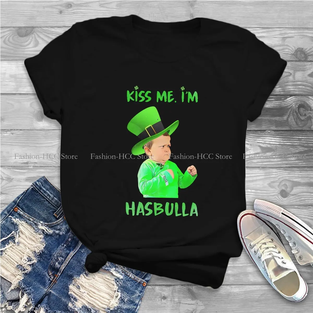 Kiss Me  Happy St Patricks Day Graphic Polyester TShirt Hasbulla Magomedov Creative Streetwear Leisure T Shirt Female Tee