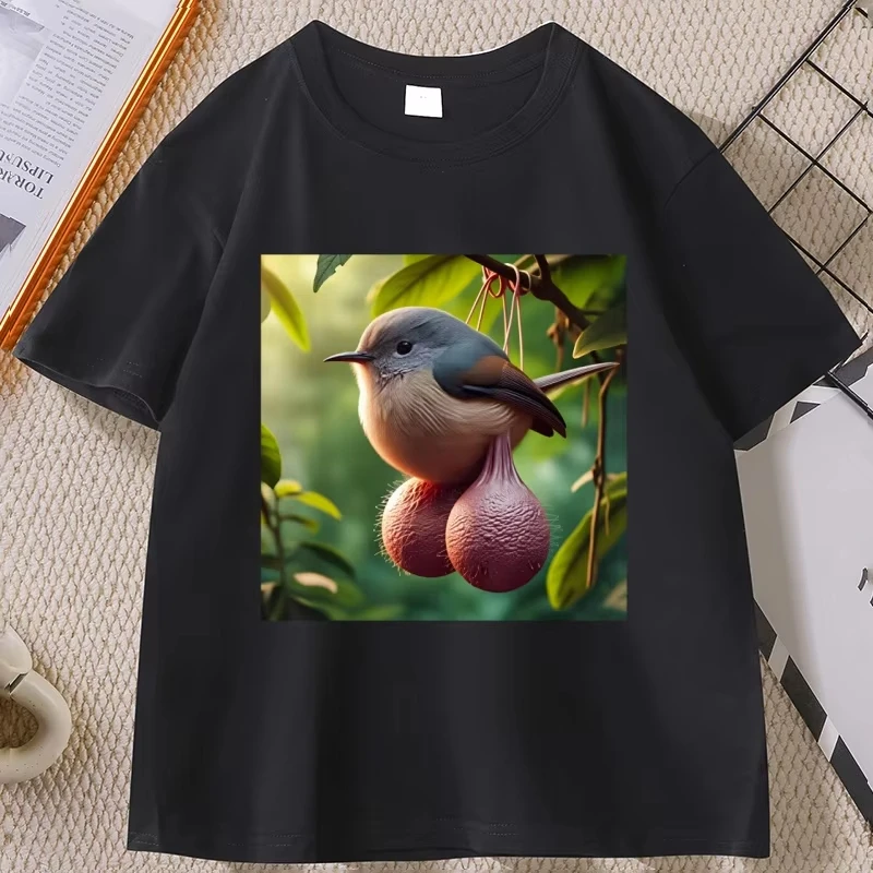 Qiu Niao Geng  Fun Crewneck T-Shirt Casual Loose Short-Sleeve T-Shirt Street Style High-QualiSame Model T-Shirt