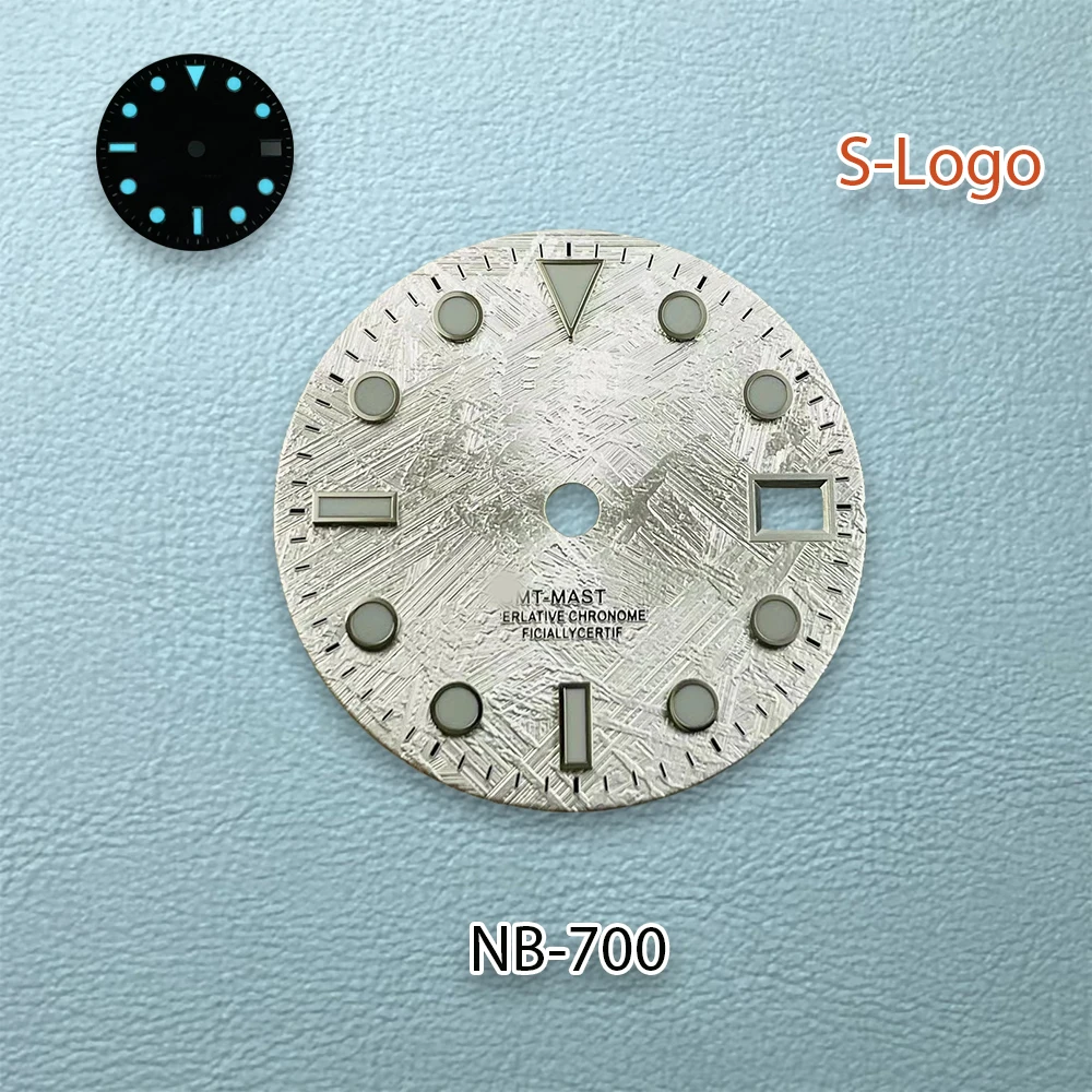 28.5mm S Logo GMT Black meteorite NH34 Dial Movement Ice Blue Luminous Silver Index Watch Modification Accessories Repair tools