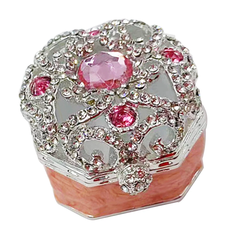 

Jewelry Storage Box Alloy Enamel Retro Trinket Case Metal Organizer Smooth Inner Protective Great Dresser Decoration Premium