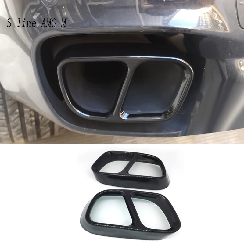 For BMW X5 X6 F15 F16 2014-2018 Car Exterior Accessories Auto Tail Throat Exhaust Pipe Decoration Cover Sticker black refit Trim