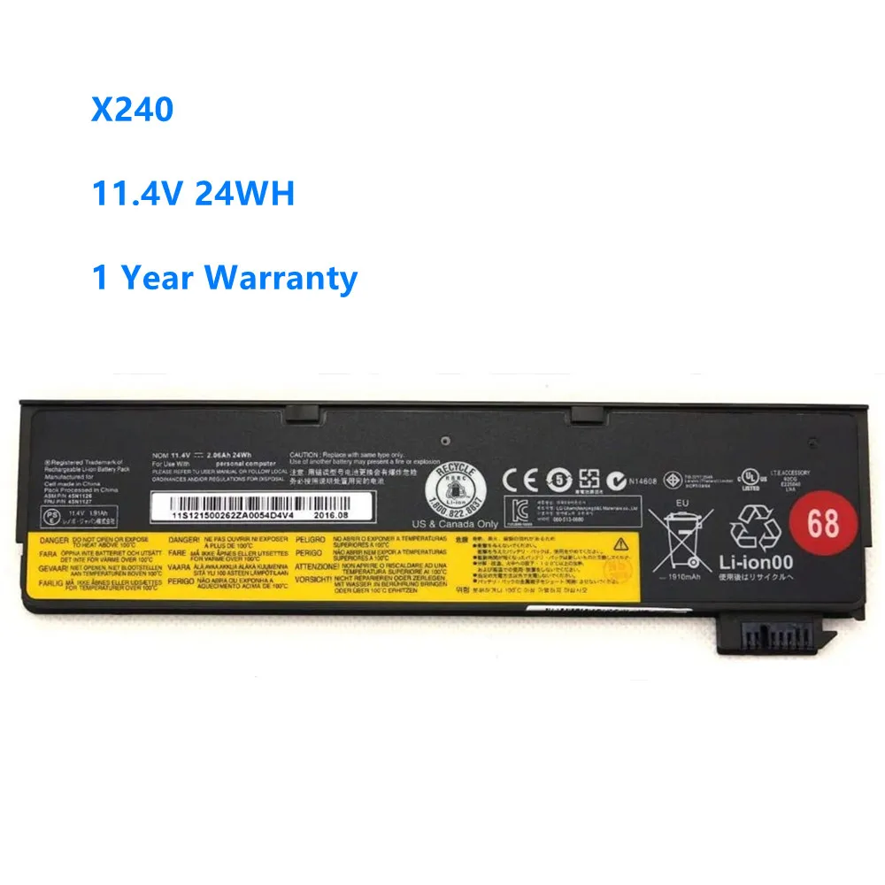 

X240 24WH 48WH 72WH New Laptop Battery for Lenovo ThinkPad X240 T440S T440 X250 T450S X260 S440 S540