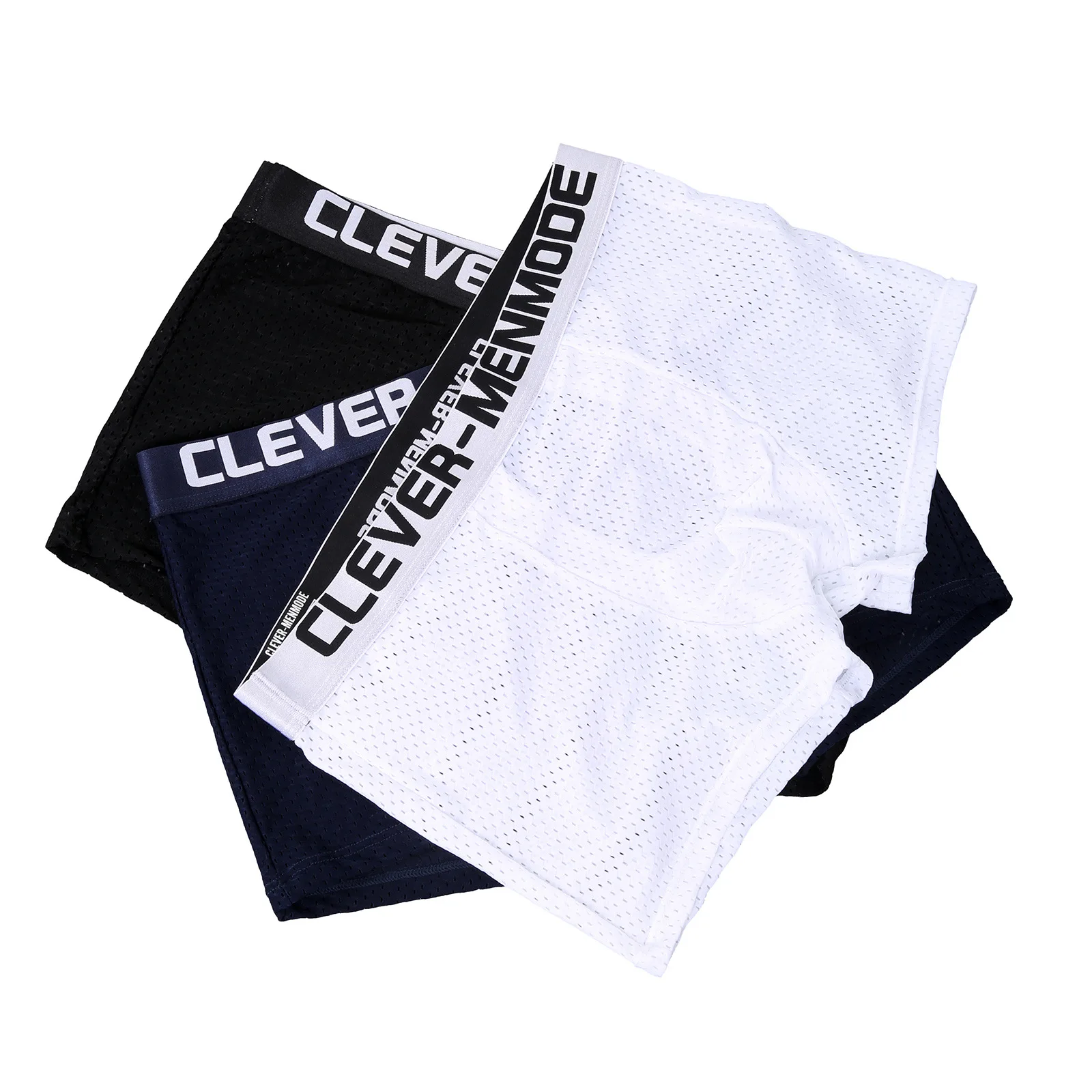 Men's Underwear Summer Breathable Boxer Briefs Mesh Hole Ice Silk Thin Sexy U-Convex Quick-Drying Boxer Briefs