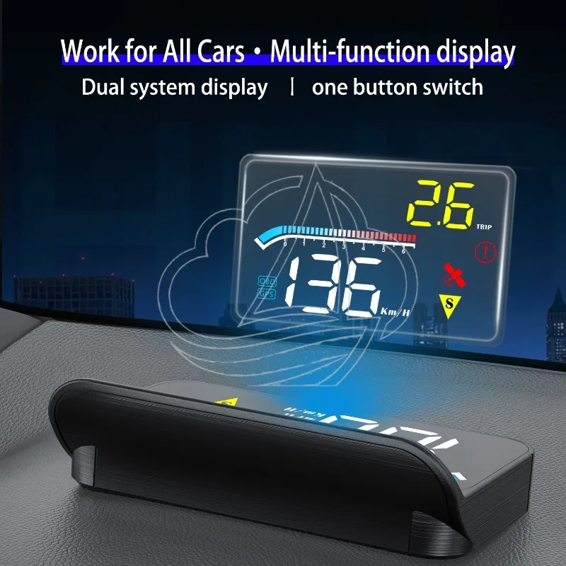 Car HUD Display with OBD & GPS, Multi-function Vehicle Head Up Screen for Driving Safety
