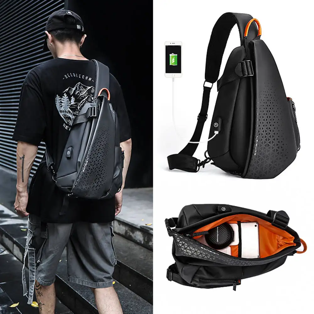 Imagem -03 - Bolsa Mensageiro Funcional Masculina Bolsa de Ombro de Grande Capacidade Mochila de Motocicleta Bolsa de Peito Nova Moda 2023