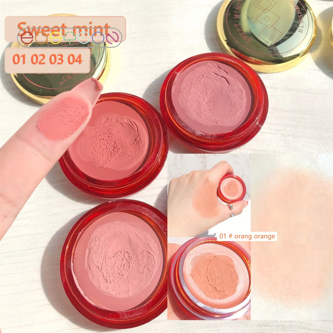 4 Colors Face Blusher Peach Cream Makeup Blush Palette Cheek Contour Blush Cosmetics Blusher Makeup Rouge Pink Blush Cosmetic