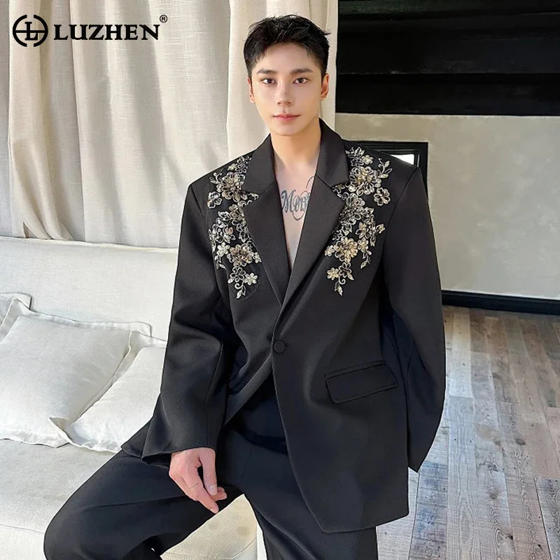 

LUZHEN Spring Light Luxury Embroidered Suit Jacket Trendy Original Elegant Handsome Blazers Men's Personalized Coats New JY5950