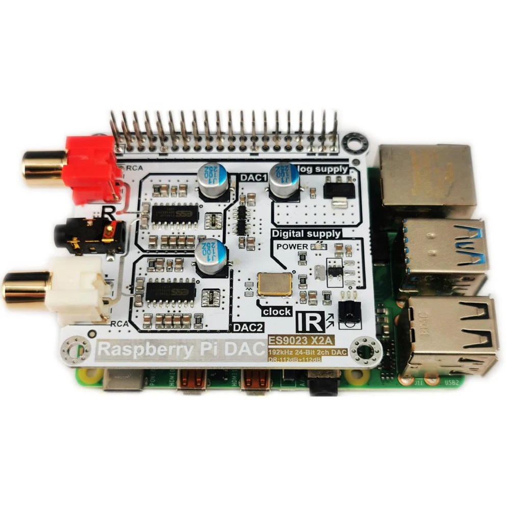 Imagem -03 - Placa de Som Áudio Digital Modo Volumio Raspberry pi Dac Raspberry pi 4b 3b Mais 3b 2b Zerow Hifi Decodificação Dupla Es9023 I2s