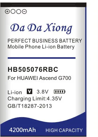 DaDaXiong 4200mAh HB505076RBC Battery For Huawei A199 G700 G710 Y600 C8815 G610T G610 S G716 G606