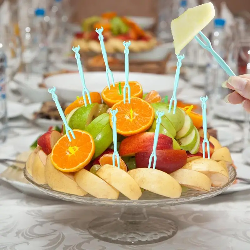 Appetizer Forks Food Picks Smile Shape 2 Teeth Mini Fruit Skewers Cupcake Toppers Pastry Picking Sticks Cheese Board Accessories