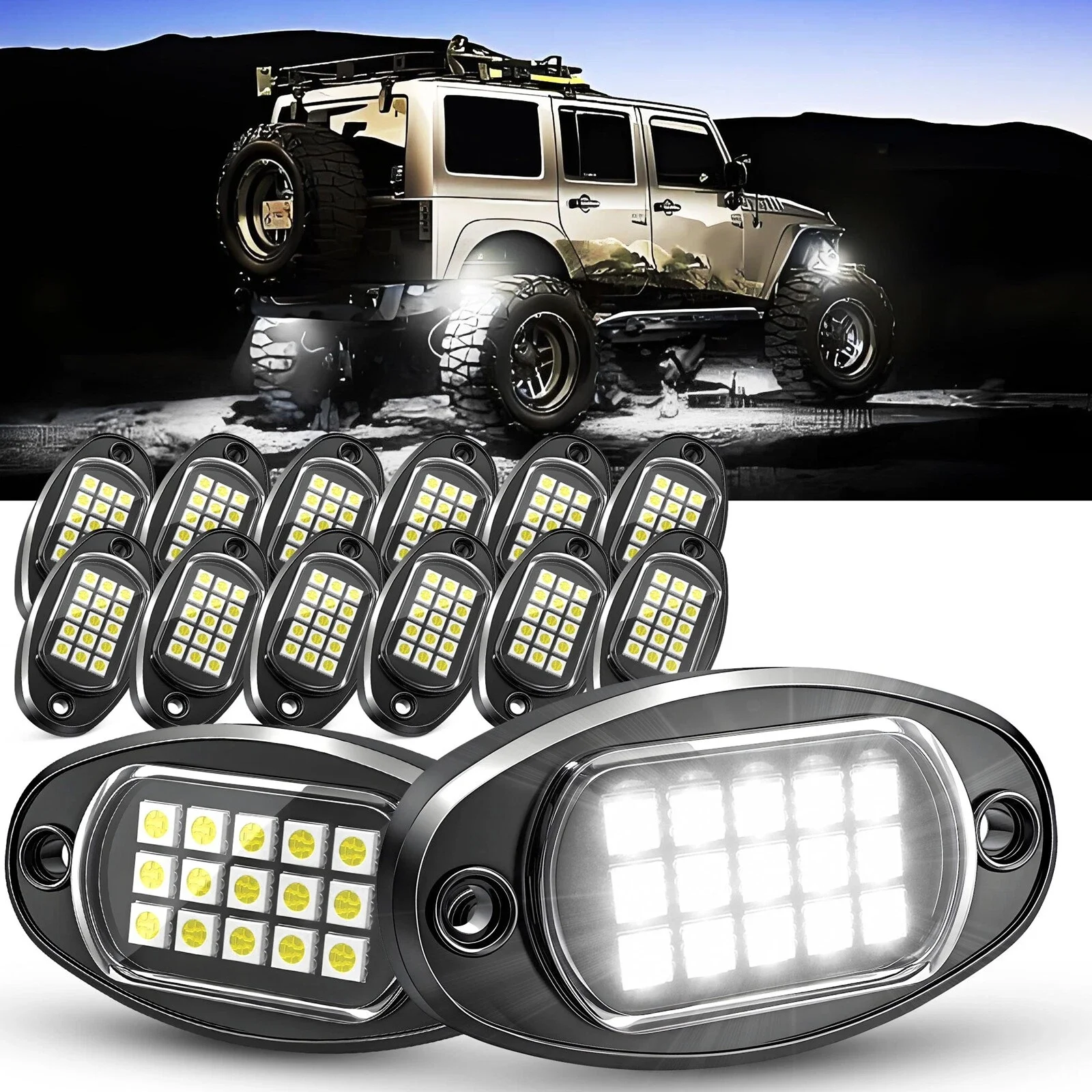 

MICTUNING LED Rock Lights Kit, 12 pods Underglow Light for Truck ATV UTV RZR SUV