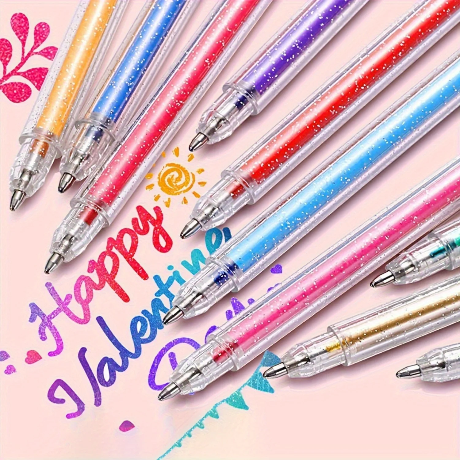 24-Farben-Glitzer-Gelstift-Set, 1,0 mm mittlere Spitze + keine wiederholenden Neonfarben + glatter Tintenfluss, ideal für Malbücher für Erwachsene – Detail 11