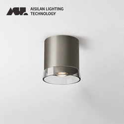 Aisilan-LED superfície montada Downlight com lente dupla, teto Spot Light, sala de estar, corredor, quarto, alto CRI 97, cor níquel, 7W