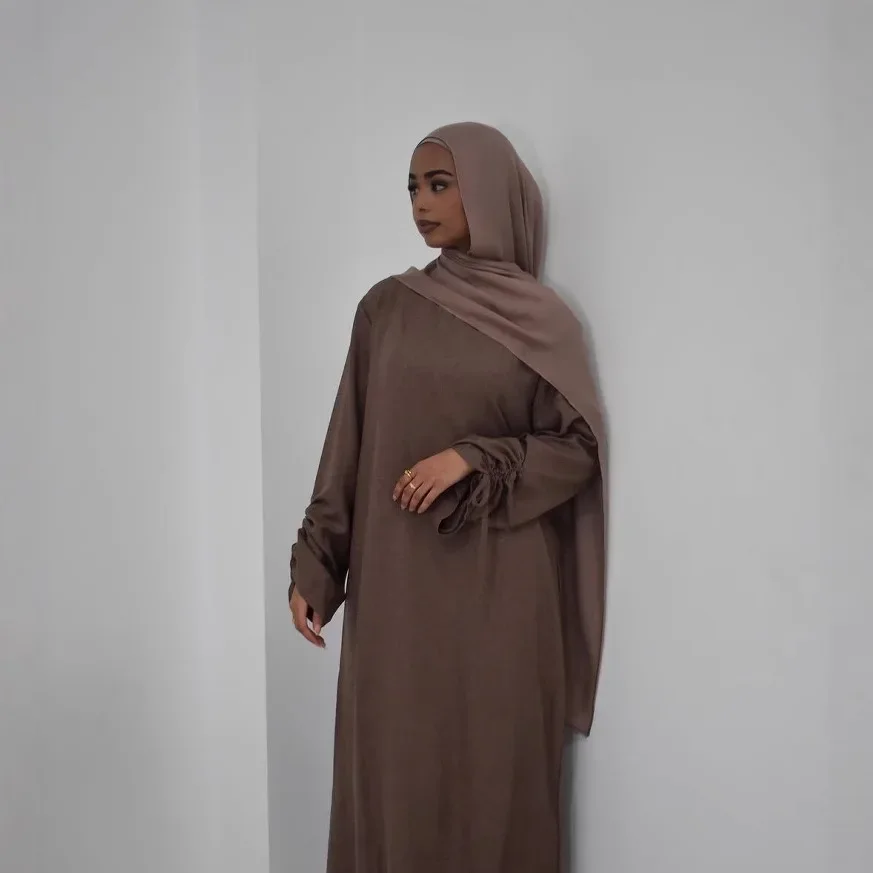 Pas d'écharpe mode solide musulman Robe modeste 6 couleurs caftan Abaya Damen dubaï robes africaines femmes Caftan Marocain Robe Femme